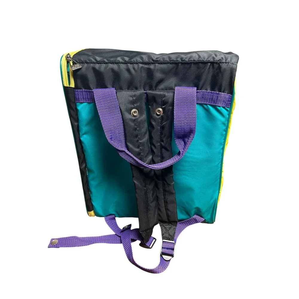 Vintage 90s Wiz Personal Locker Backpack SPI Organizer Geometric Memphis Teal